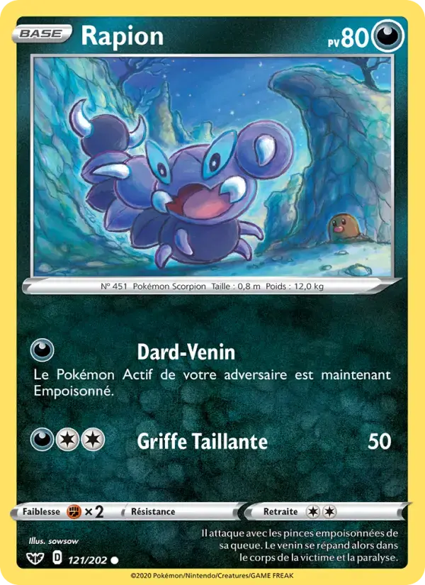 Carte Pokémon Rapion #121 — Épée et Bouclier