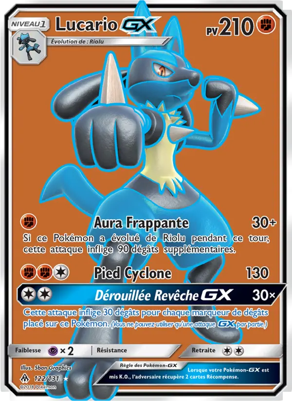 Carte Pokémon Lucario GX #122 — Lumière Interdite