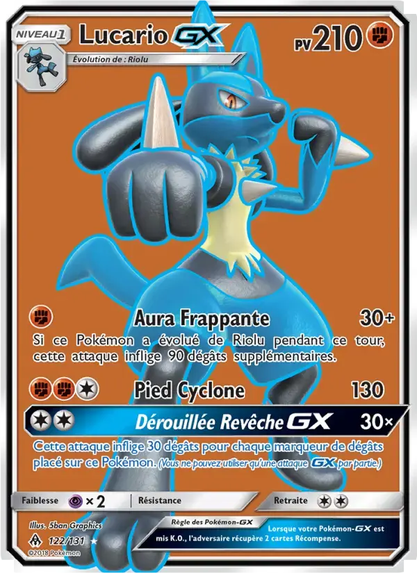 Carte Pokémon Lucario GX #122 — Lumière Interdite