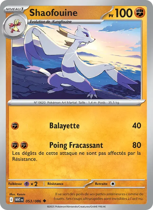 Carte Pokémon Shaofouine #053 — Flamme Blanche