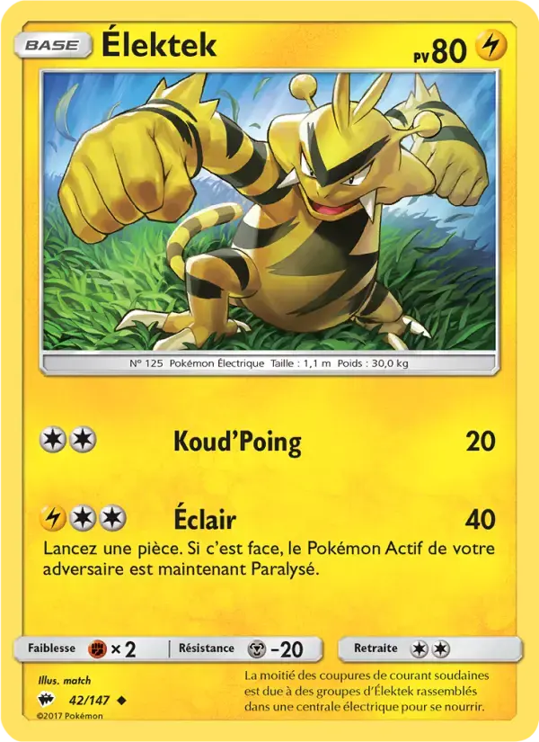 Carte Pokémon Élektek #42 — Ombres Ardentes