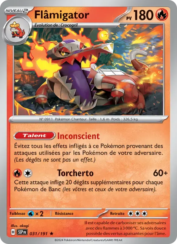 Carte Pokémon Flâmigator #031 — Étincelles Déferlantes