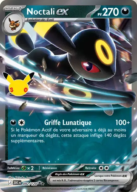 Carte Pokémon Noctali-ex #092 — 30ᵉ Anniversaire