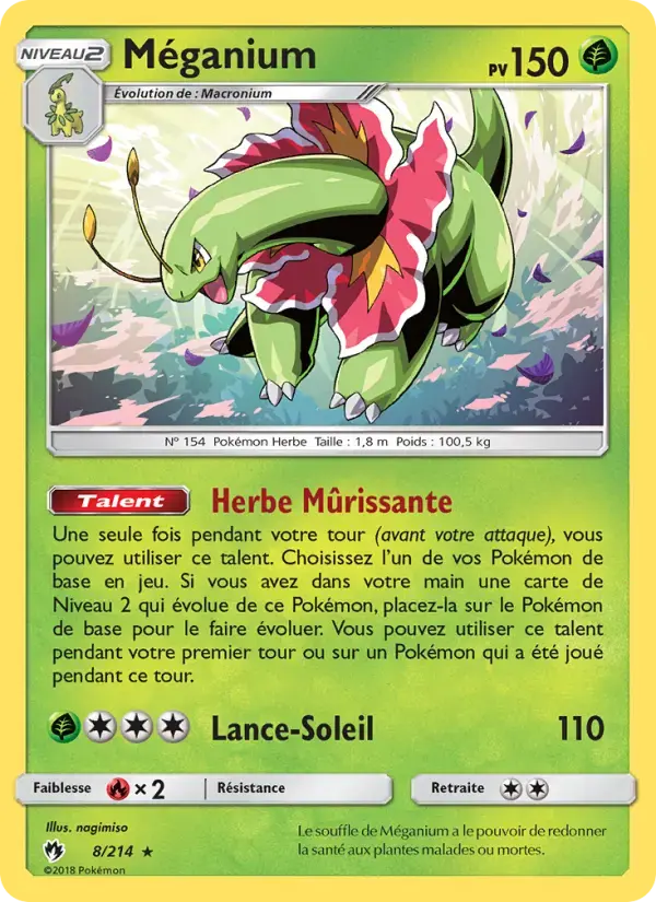 Carte Pokémon Méganium #8 — Tonnerre Perdu