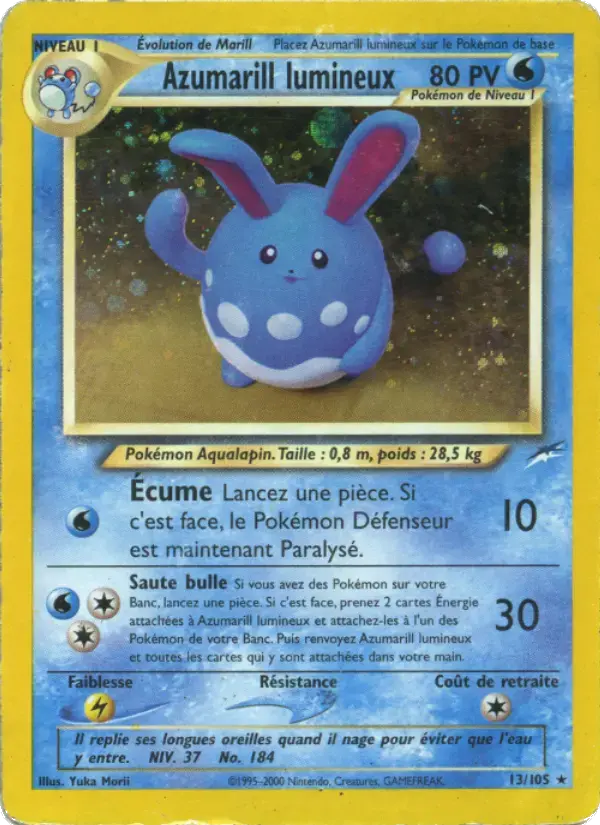 Carte Pokémon Azumarill lumineux #13 — Neo Destiny
