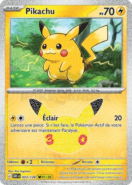 Carte Pokémon Pikachu #023 — 30ᵉ Anniversaire