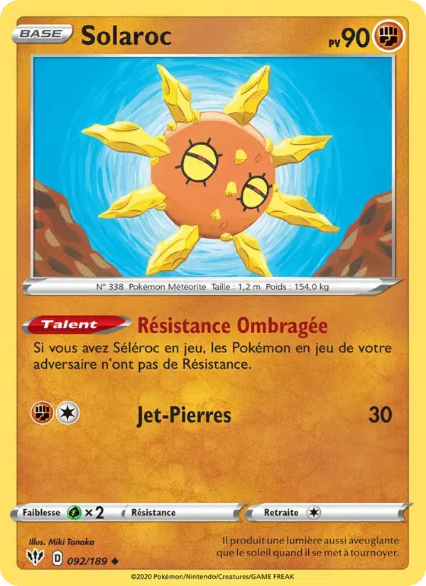 Carte Pokémon Solaroc #92 — Ténèbres Embrasées