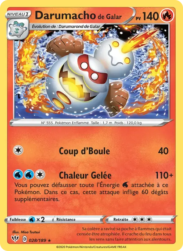Carte Pokémon Darumacho de Galar #28 — Ténèbres Embrasées