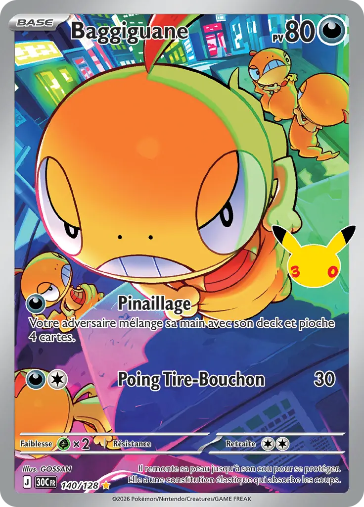 Carte Pokémon Baggiguane #140 — 30ᵉ Anniversaire