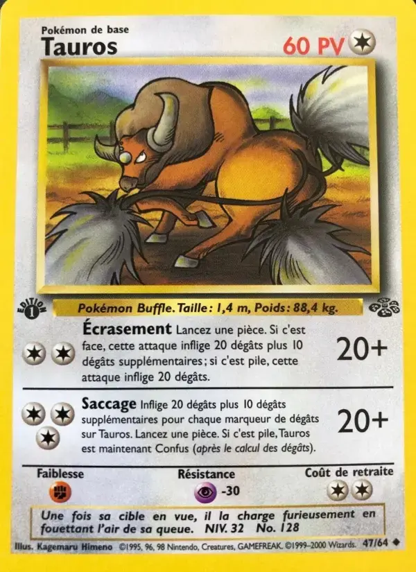 Carte Pokémon Tauros #47 — Jungle