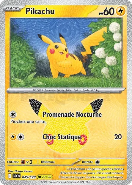 Carte Pokémon Pikachu #045 — 30ᵉ Anniversaire