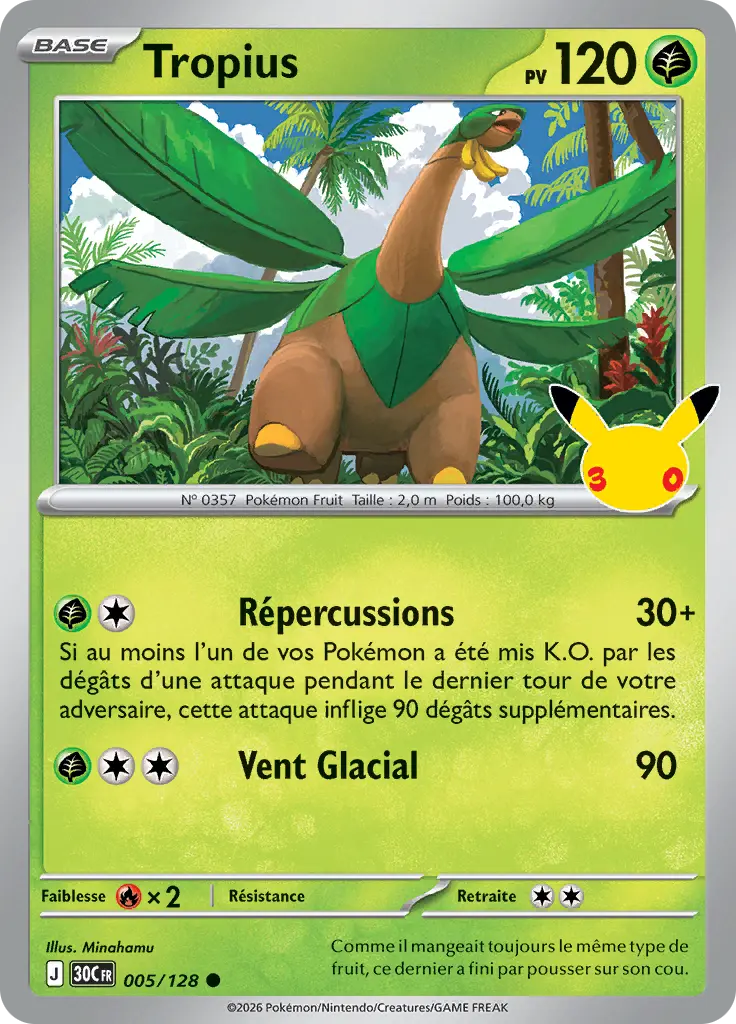Carte Pokémon Tropius #005 — 30ᵉ Anniversaire