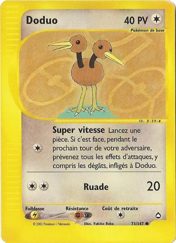 Carte Pokémon Doduo #73 — Aquapolis