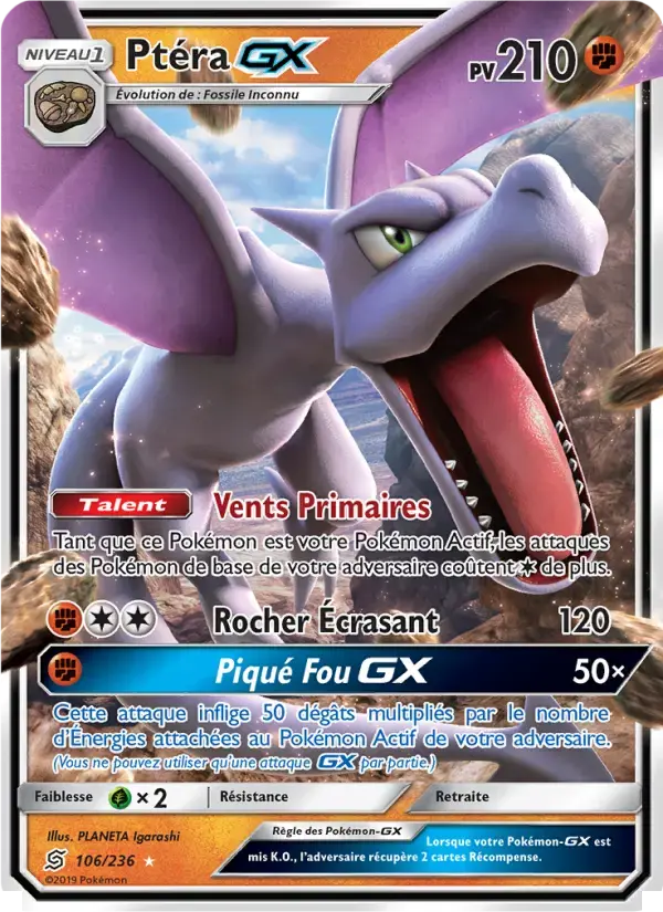 Carte Pokémon Ptéra GX #106 — Harmonie des Esprits