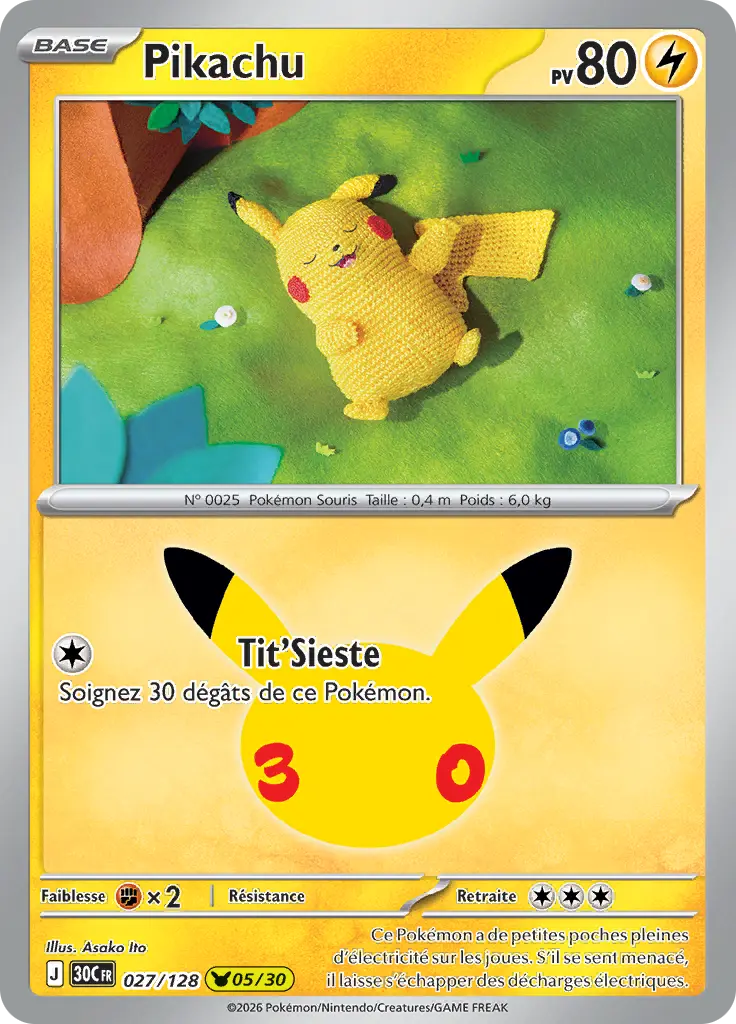 Carte Pokémon Pikachu #027 — 30ᵉ Anniversaire