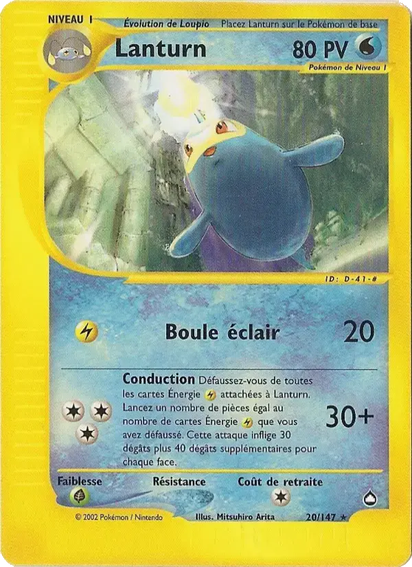 Carte Pokémon Lanturn #20 — Aquapolis