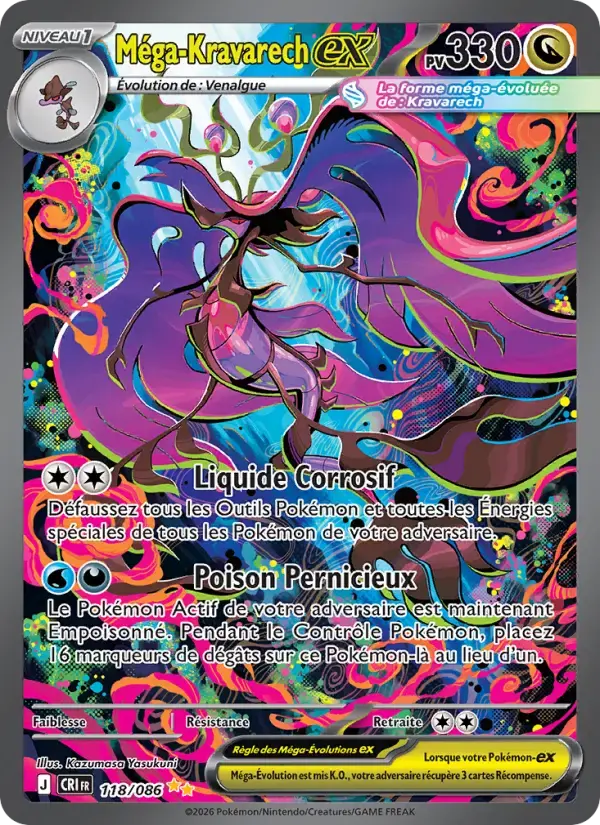 Carte Pokémon Méga-Kravarech-ex #118 — Chaos Ascendant