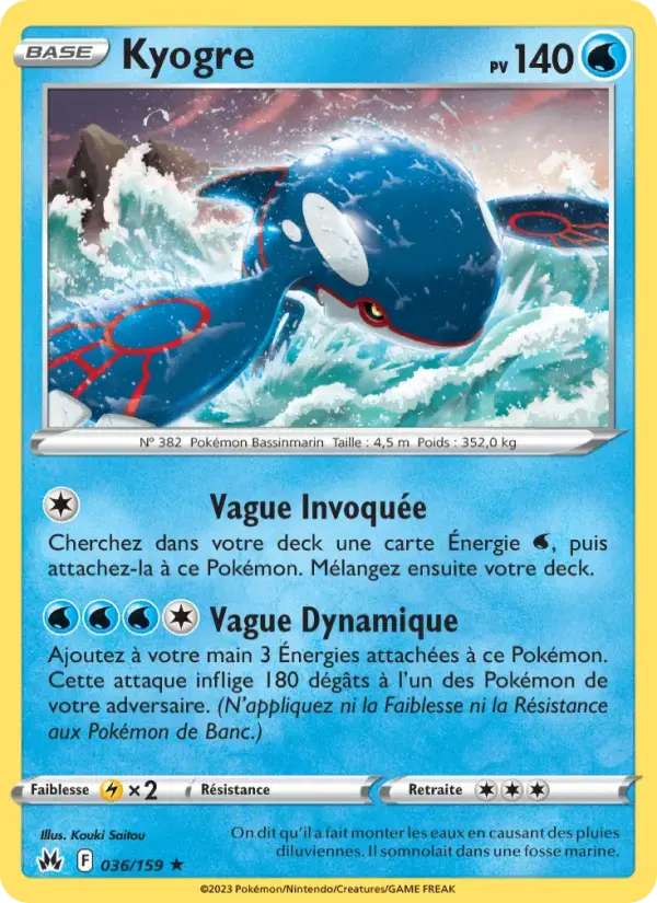 Carte Pokémon Kyogre #036 — Zénith Suprême