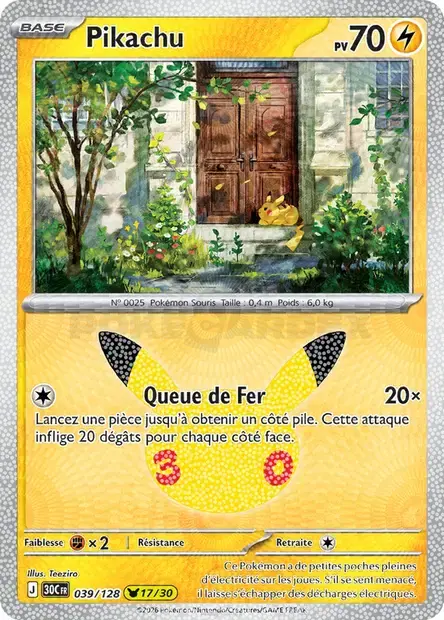 Carte Pokémon Pikachu #039 — 30ᵉ Anniversaire