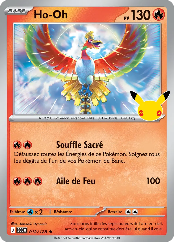 Carte Pokémon Ho-Oh #012 — 30ᵉ Anniversaire