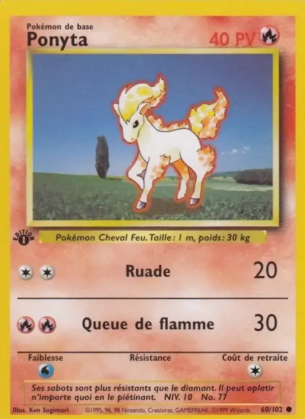 Carte Pokémon Ponyta #60 — Set de Base