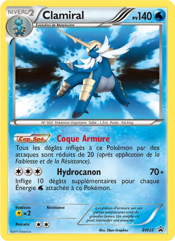 Carte Pokémon Clamiral #BW22 — Promos Noir et Blanc