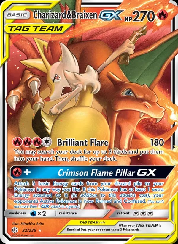 Charizard & Braixen GX #22 — Cosmic Eclipse