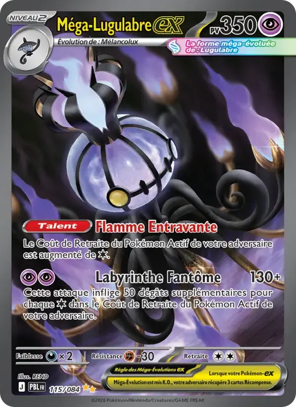 Carte Pokémon Méga-Lugulabre-ex #115 — Nuit Noire
