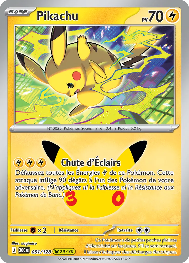Carte Pokémon Pikachu #051 — 30ᵉ Anniversaire