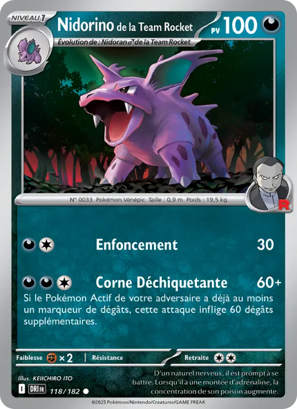 Carte Pokémon Nidorino de la Team Rocket #118 — Rivalités Destinées