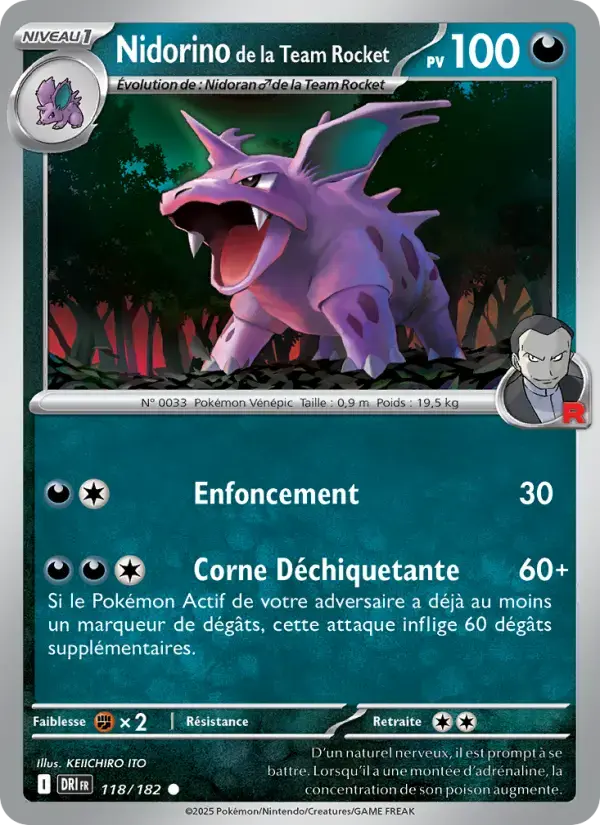 Carte Pokémon Nidorino de la Team Rocket #118 — Rivalités Destinées