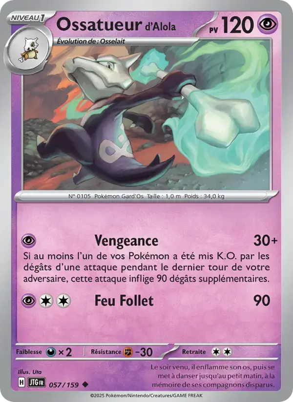Carte Pokémon Ossatueur d'Alola #057 — Aventures Ensemble