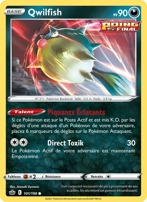 Carte Pokémon Qwilfish #101 — Règne de Glace