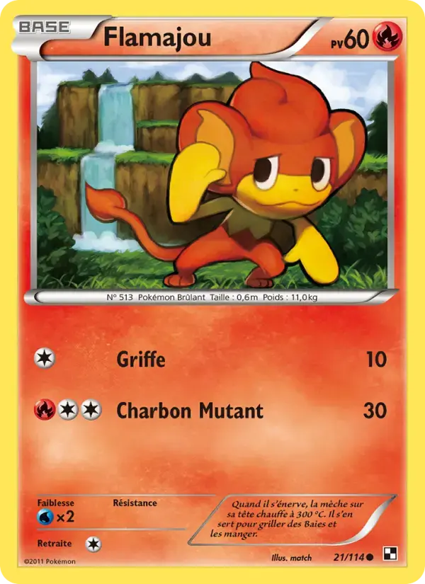 Carte Pokémon Flamajou #21 — Noir et Blanc