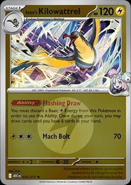 Iono's Kilowattrel #072 Non Holo — Ascended Heroes