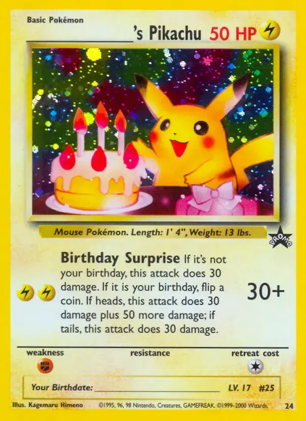 Carte Pokémon Pikachu de ________ #24 — Promos Wizards