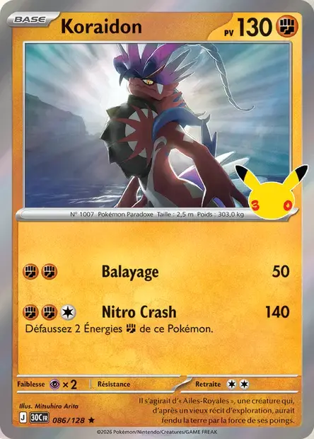 Carte Pokémon Koraidon #086 — 30ᵉ Anniversaire
