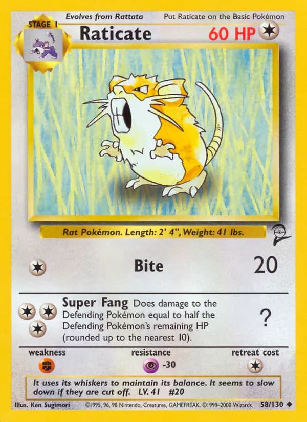 Raticate #58 — Base Set 2