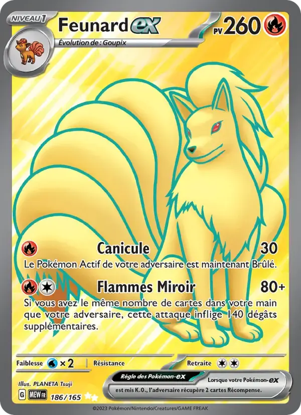 Carte Pokémon Feunard-ex #186 — Pokémon 151