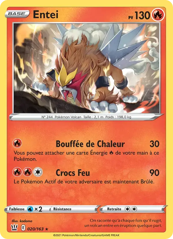 Carte Pokémon Entei #20 — Styles de Combat