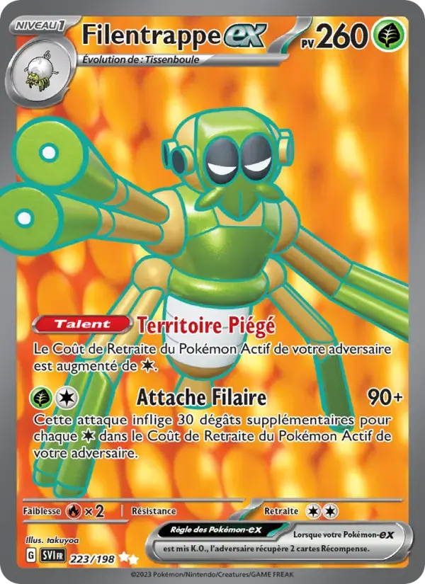 Carte Pokémon Filentrappe-ex #223 — Écarlate et Violet