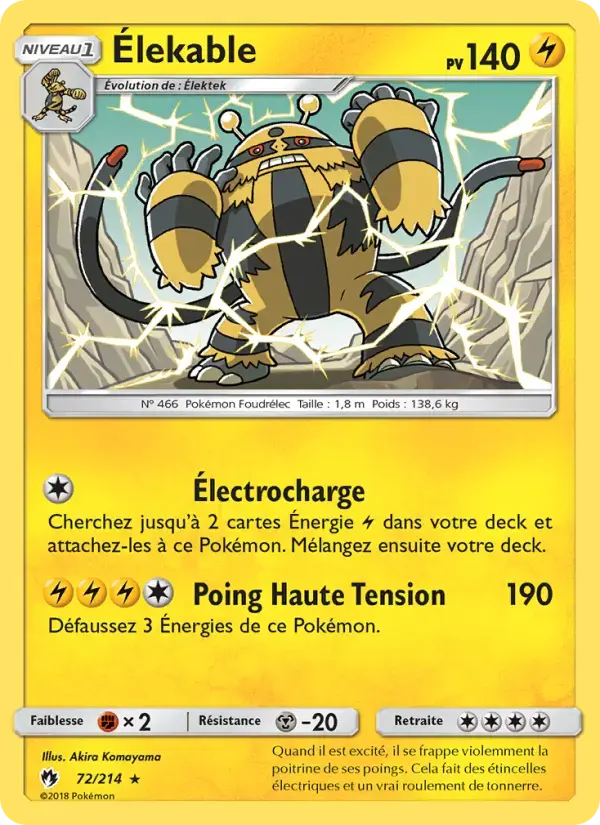 Carte Pokémon Élekable #72 — Tonnerre Perdu