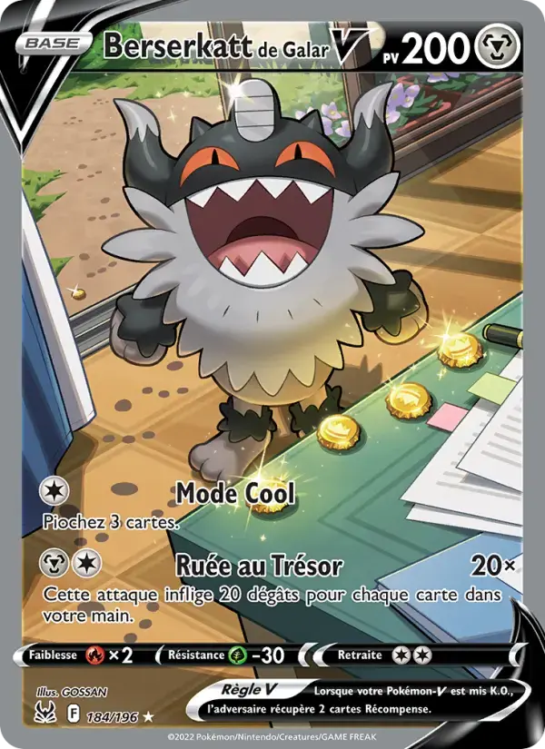 Carte Pokémon Berserkatt de Galar V #184 — Origine Perdue