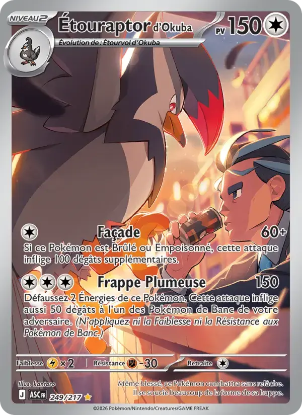 Carte Pokémon Étouraptor d'Okuba #249 — Héros Transcendants
