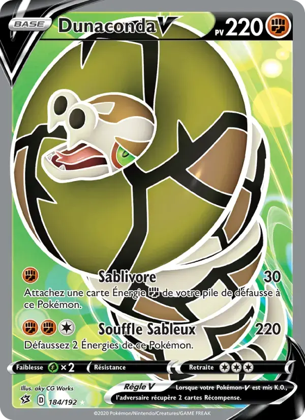 Carte Pokémon Dunaconda V #184 — Clash des Rebelles