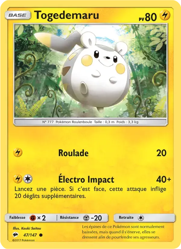Carte Pokémon Togedemaru #47 — Ombres Ardentes