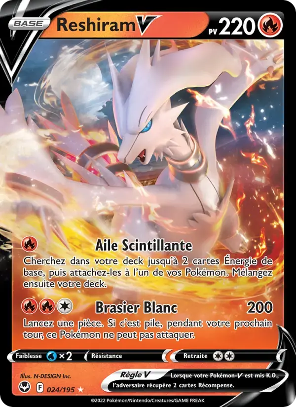 Carte Pokémon Reshiram V #024 — Tempête Argentée