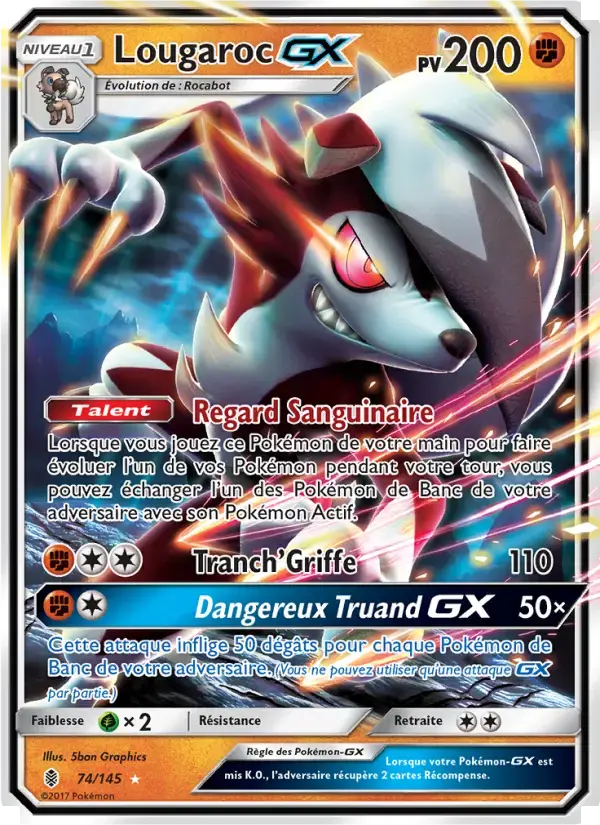Carte Pokémon Lougaroc GX #74 — Gardiens Ascendants