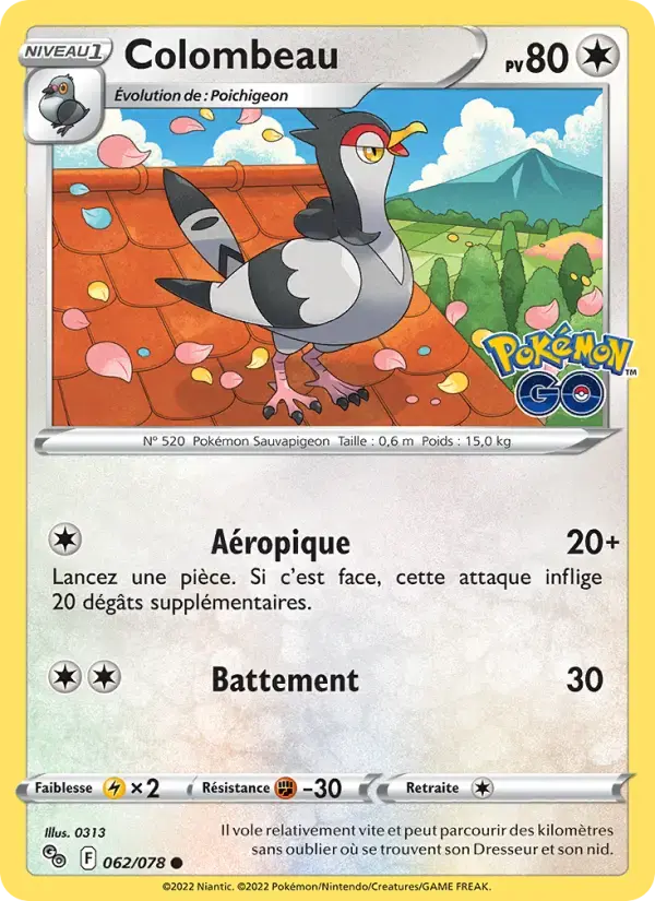 Carte Pokémon Colombeau #062 — Pokémon GO