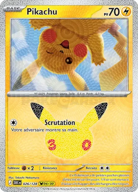 Carte Pokémon Pikachu #026 — 30ᵉ Anniversaire